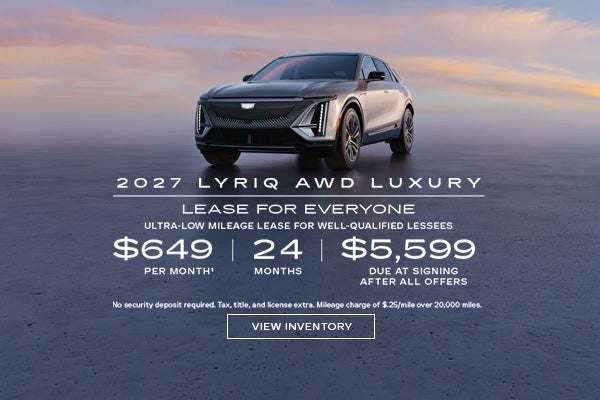 2027 LYRIQ AWD LUXURY. Ultra-low milege lease for well-qualified lessees. $649 per month 24 month...